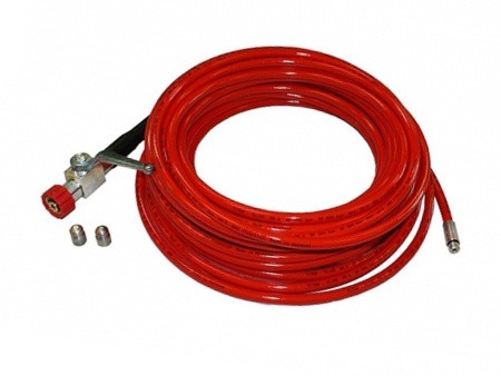 Ком-кт для прочистки труб 42м с краном и форсунками 314Profi красный DN6